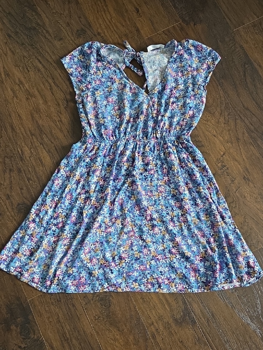 Cupshe Blue Floral Tie-Back Casual Dress
